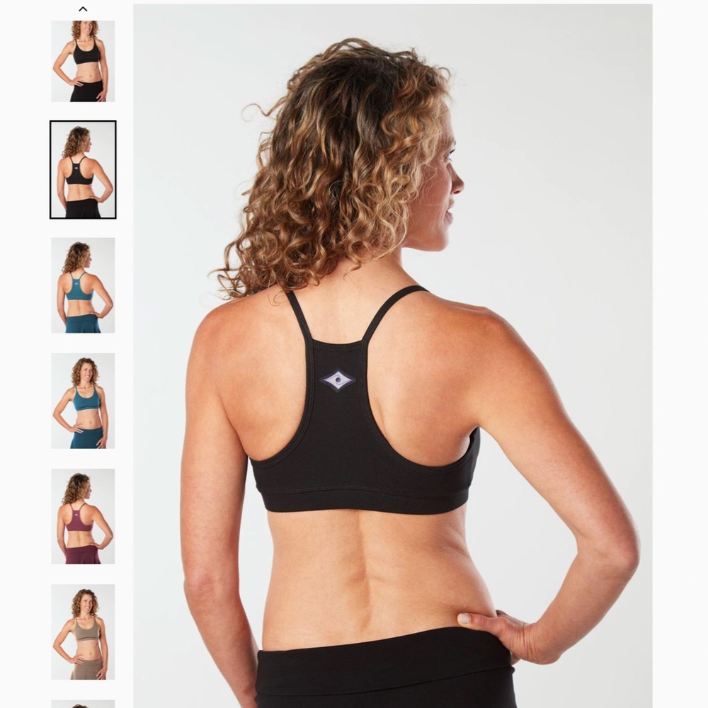 Inner Waves Maha Yoga Bra Top Black Medium organic Cotton made in USA. EUC. - Picture 3 of 8